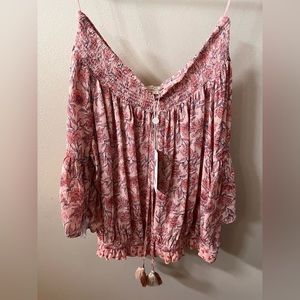 Chelsea & Violet off shoulder pink floral top.
